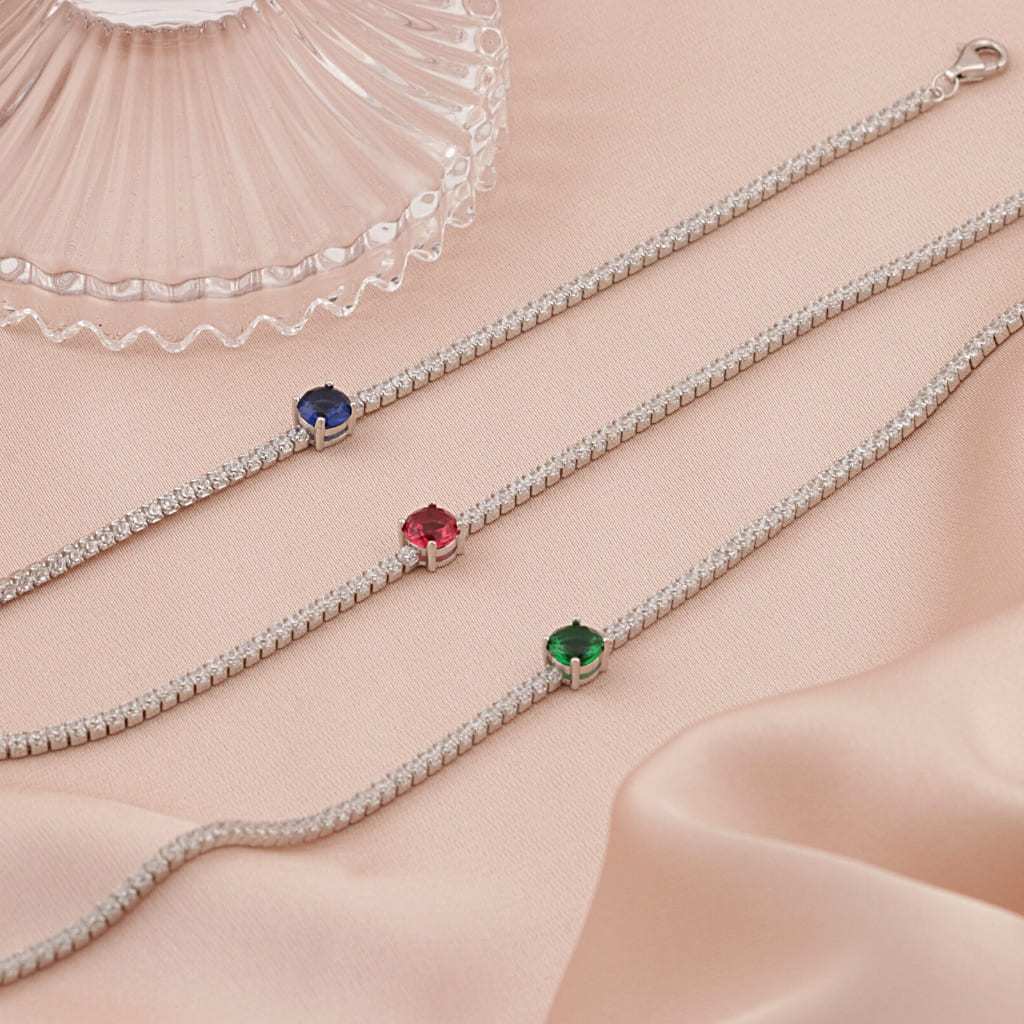 Bratara Argint Tennis cu Piatra Zirconia Colorata