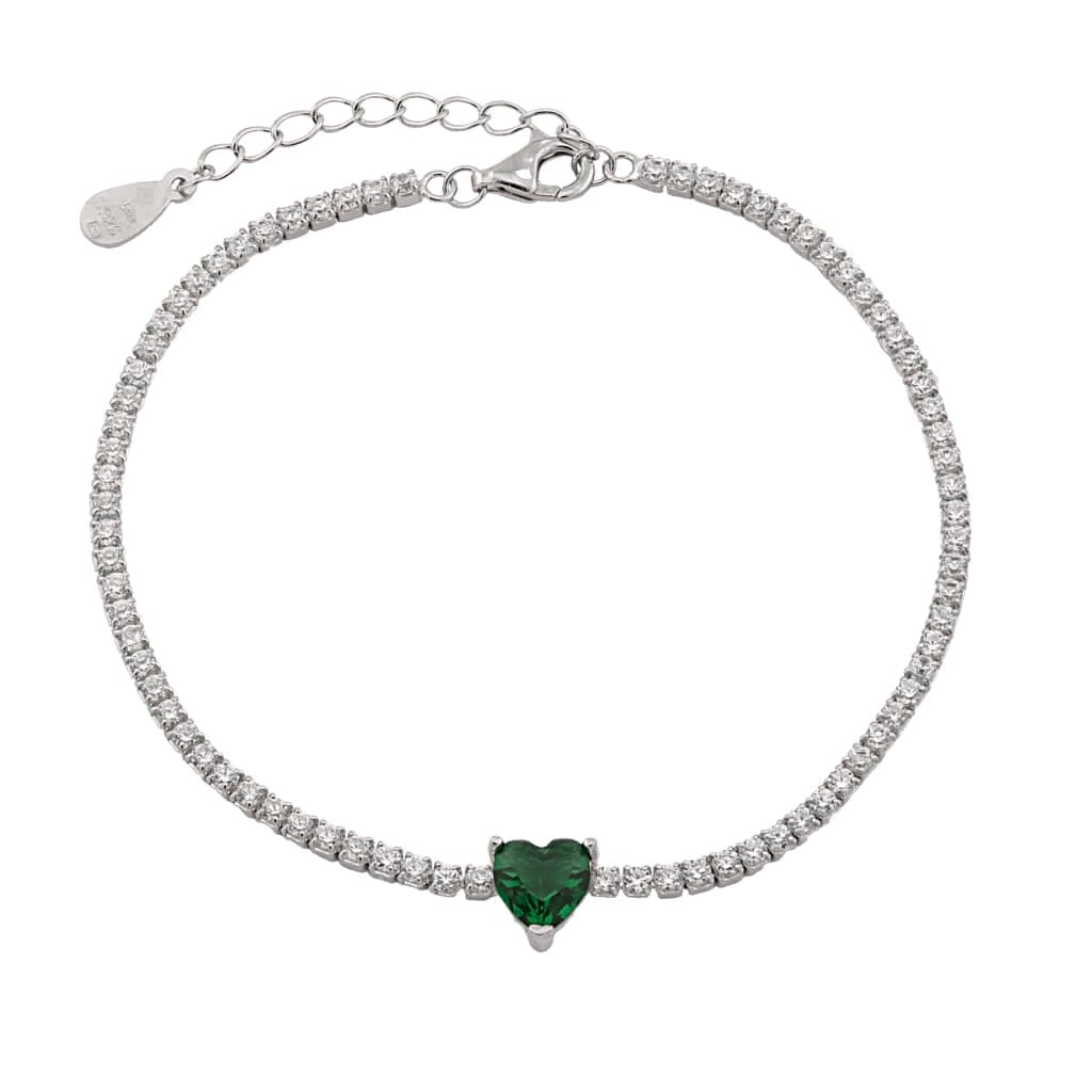 Bratara Tennis Argint Lovely Heart cu Piatra Colorata