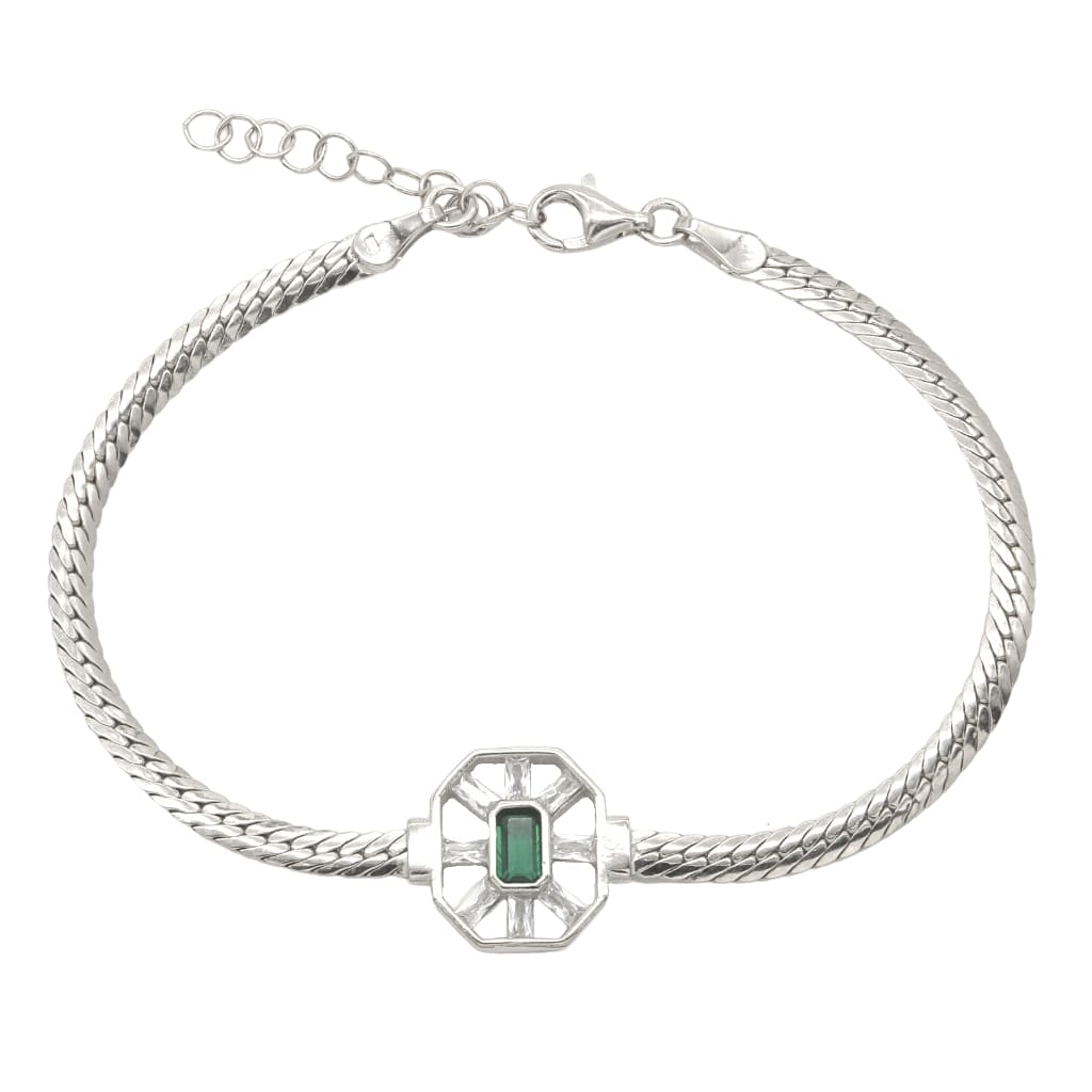 Bratara Argint Herringbone cu Pietre Zirconia