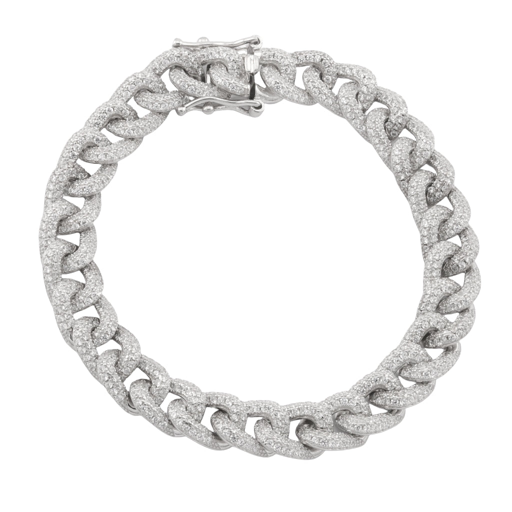 Bratara Argint Cuban Link 10mm cu Zirconia