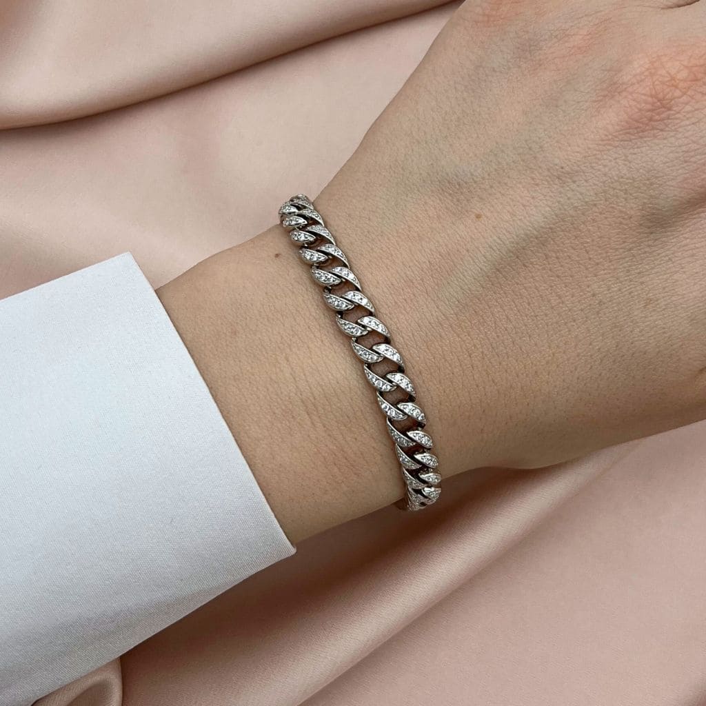 Bratara Argint Cuban Link Pietre Zirconia