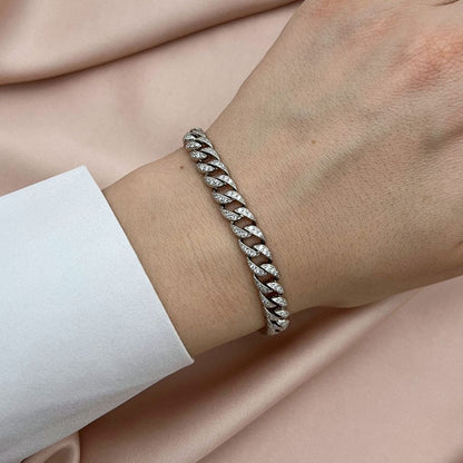 Bratara Argint Cuban Link Pietre Zirconia