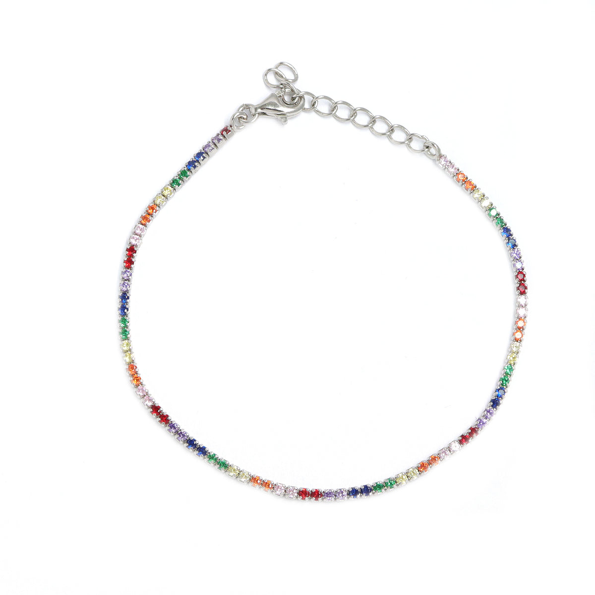 Bratara Tennis Argint cu Pietre Multicolore 2mm