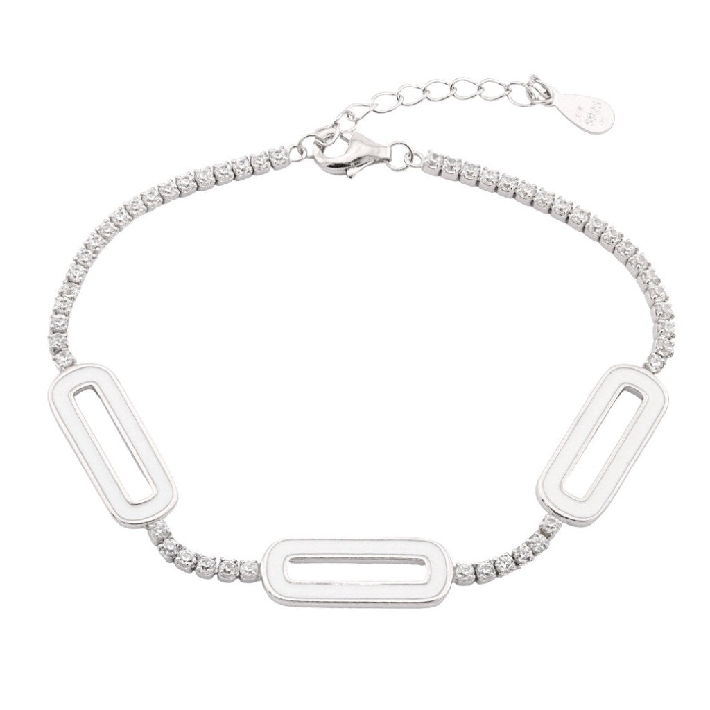 Bratara Tennis Argint Minimalist White Chain