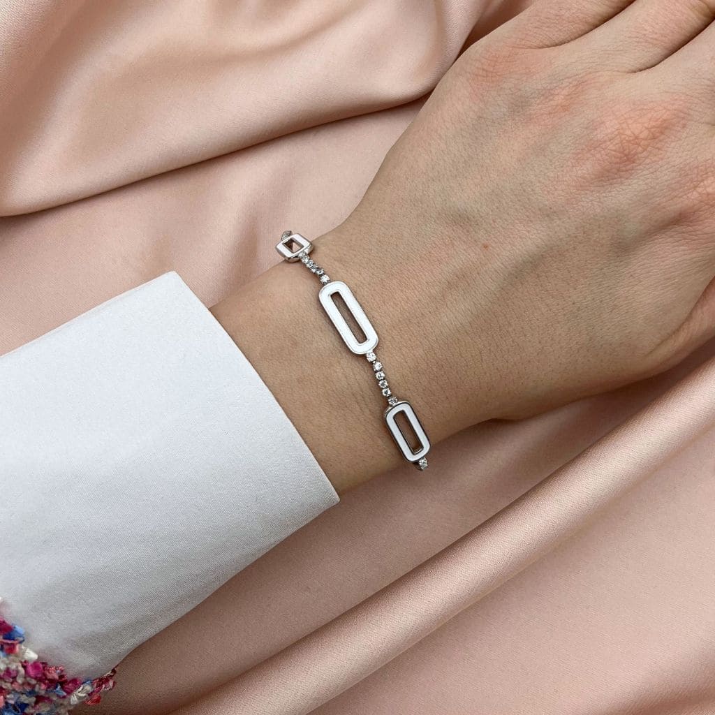 Bratara Tennis Argint Minimalist White Chain