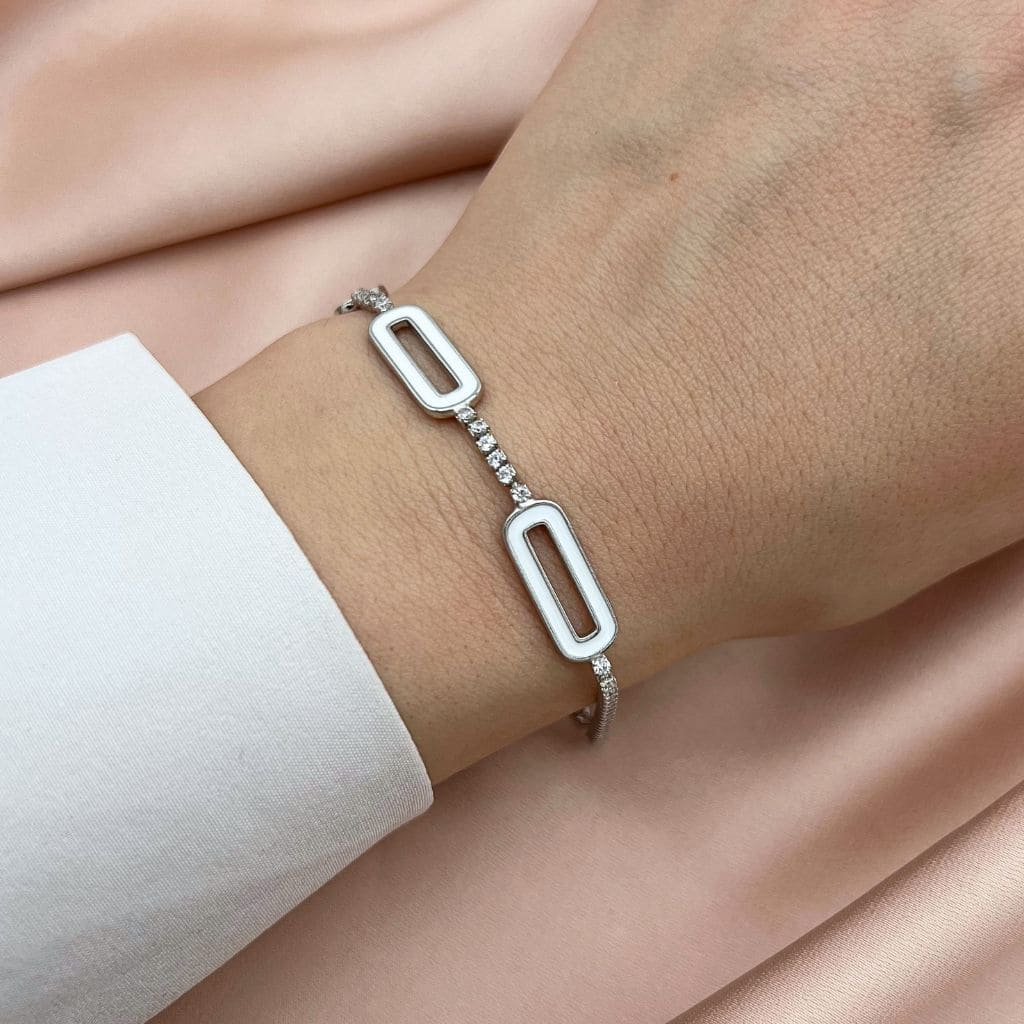 Bratara Tennis Argint Minimalist White Chain