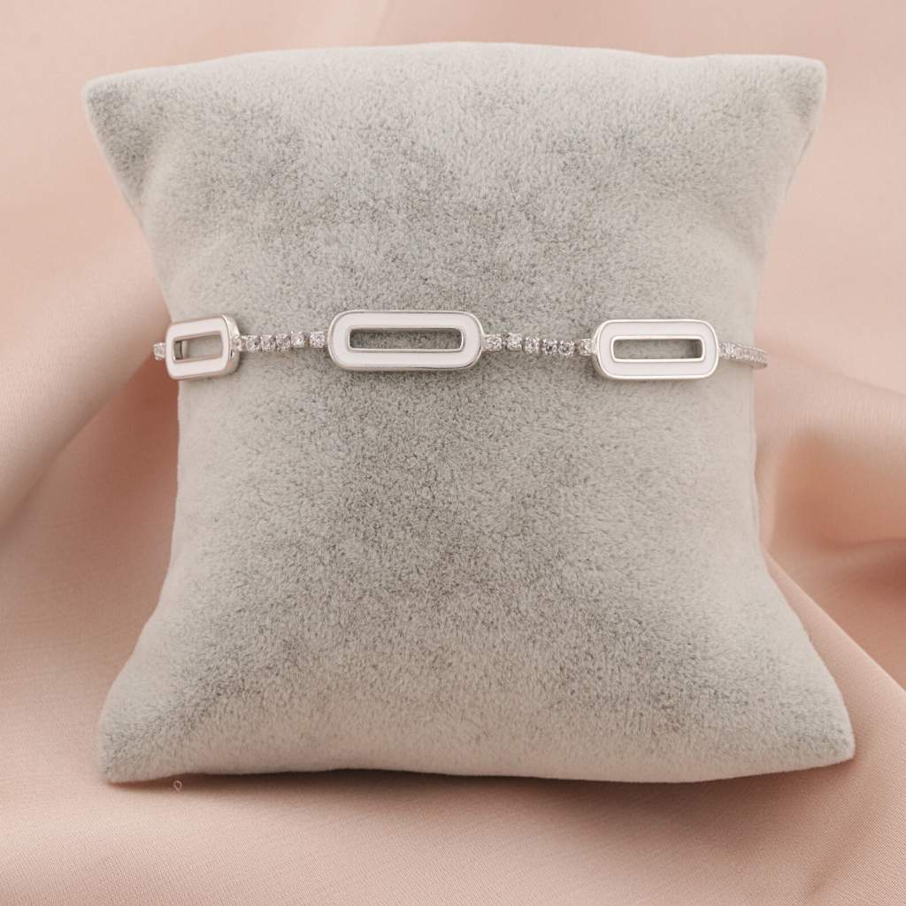 Bratara Tennis Argint Minimalist White Chain