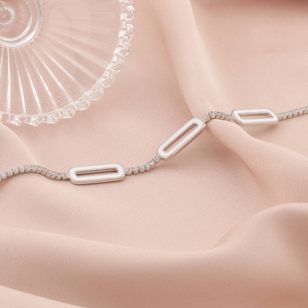 Bratara Tennis Argint Minimalist White Chain