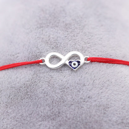 Martisor Bratara Argint Snur Infinit cu Inima Ochi de Deochi