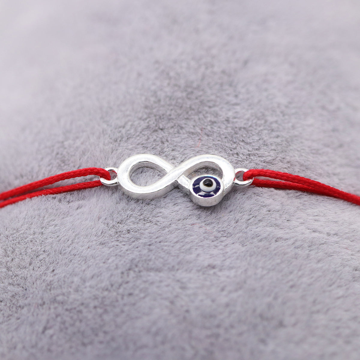 Martisor Bratara Argint Snur Rosu cu Infinit si Ochi de Deochi