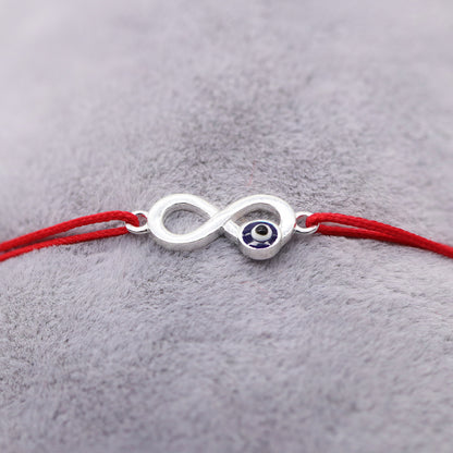 Martisor Bratara Argint Snur Rosu cu Infinit si Ochi de Deochi