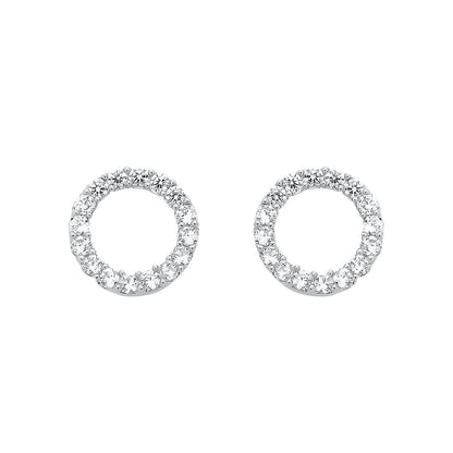 Cercei Argint Cerc Minimalist cu Pietre Zirconia
