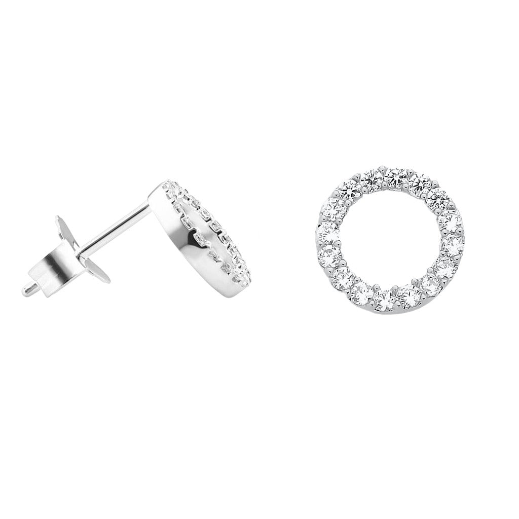 Cercei Argint Cerc Minimalist cu Pietre Zirconia