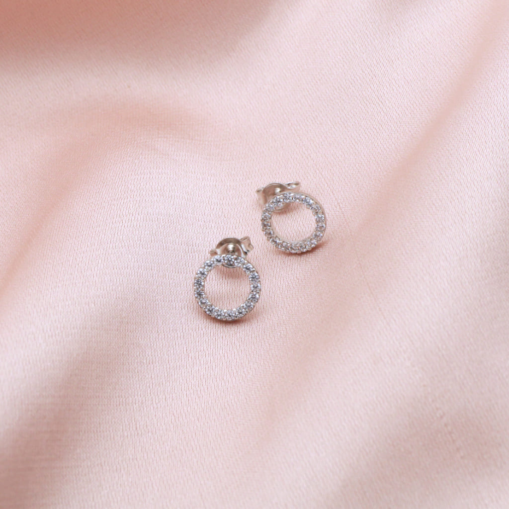 Cercei Argint Cerc Minimalist cu Pietre Zirconia