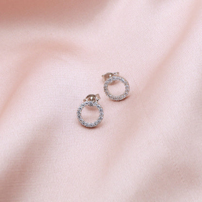Cercei Argint Cerc Minimalist cu Pietre Zirconia