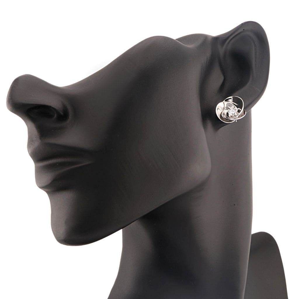 Cercei Argint Floare cu Piatra Zirconia 1.8 cm