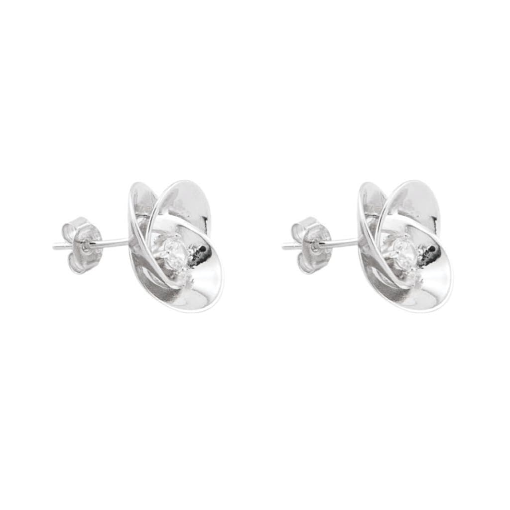 Cercei Argint Floare cu Piatra Zirconia 1.8 cm