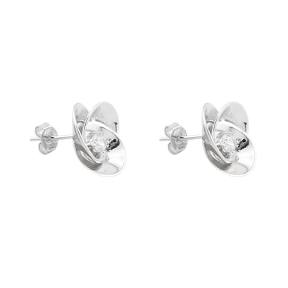 Cercei Argint Floare cu Piatra Zirconia 1.8 cm