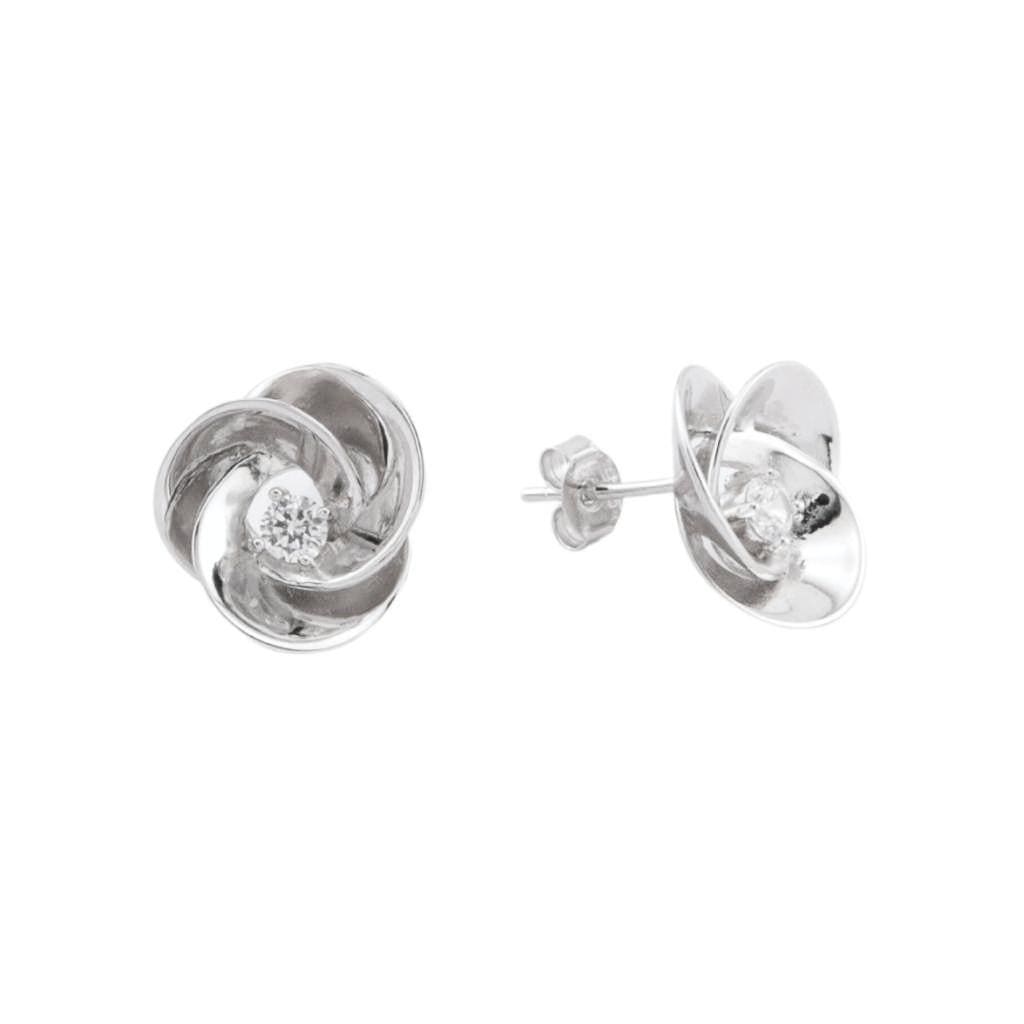 Cercei Argint Floare cu Piatra Zirconia 1.8 cm