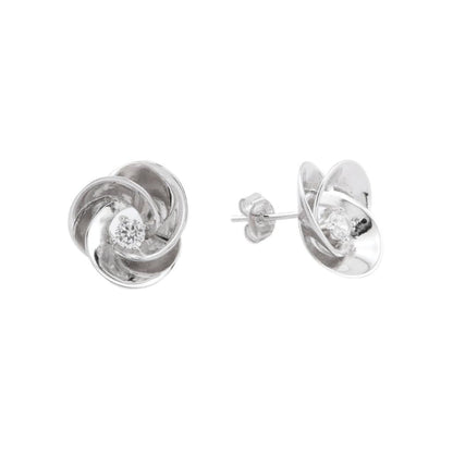 Cercei Argint Floare cu Piatra Zirconia 1.8 cm