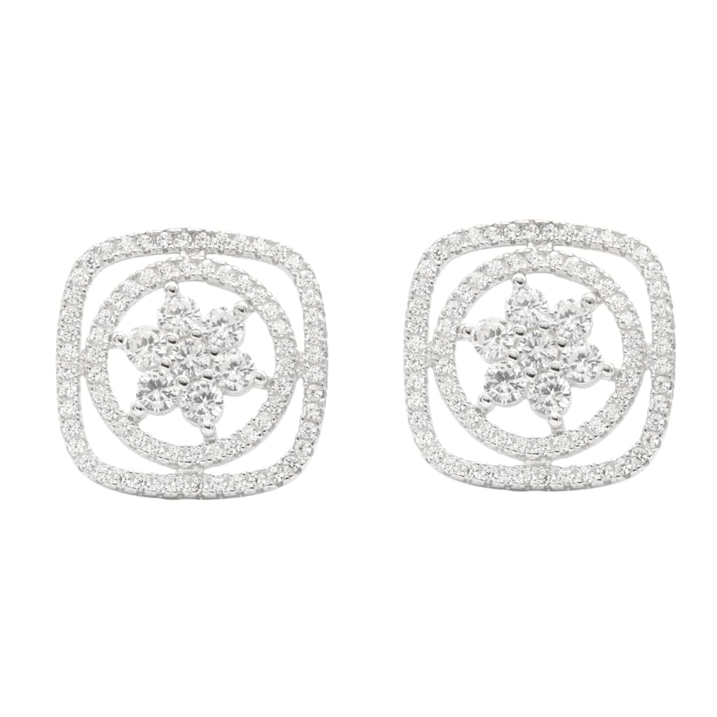 Cercei Argint Model Geometric cu Pietre Zirconia