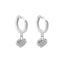 Cercei Argint Pave Heart Hoops