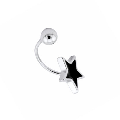 Cercel Piercing Argint Stea cu Email Negru