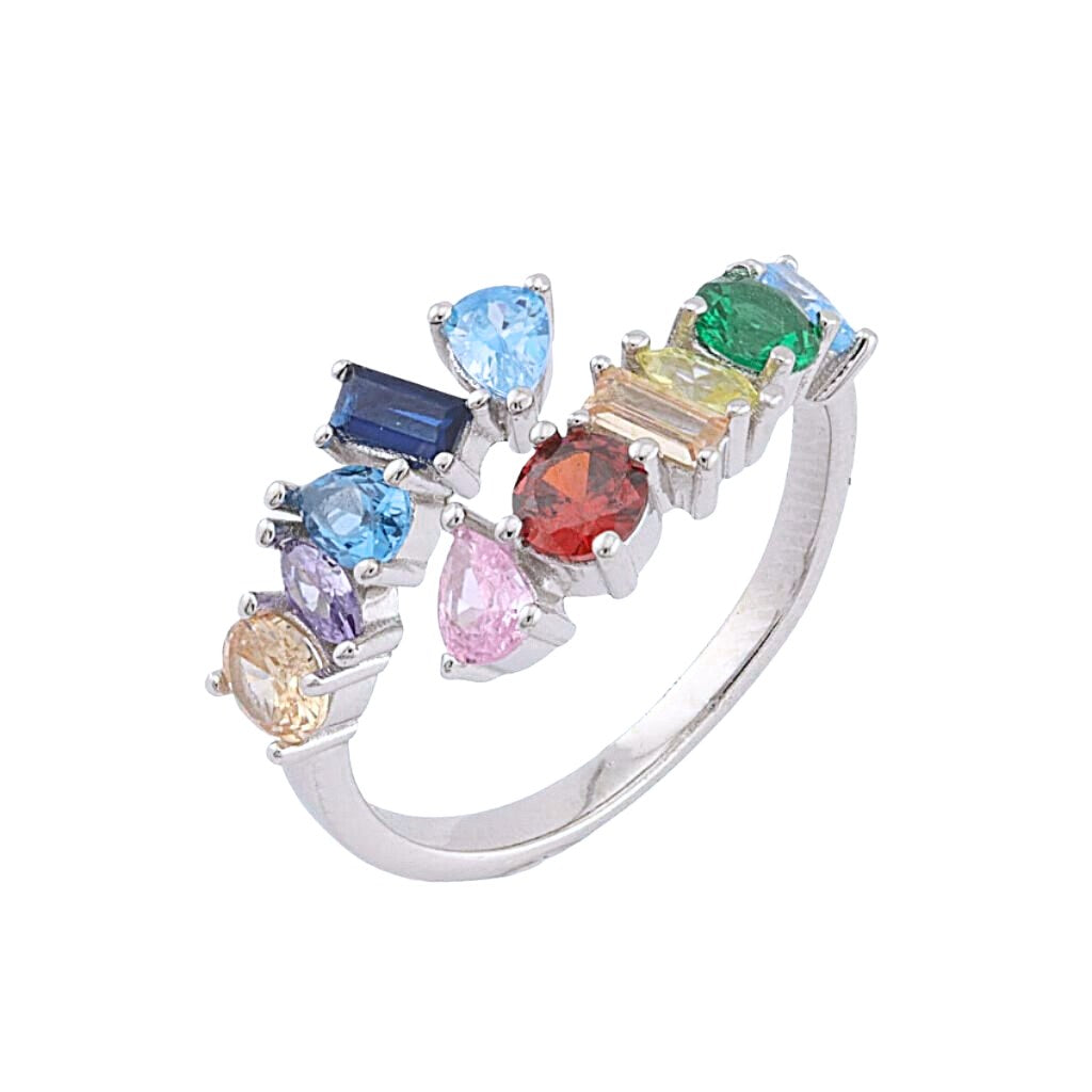Inel Argint Irregular Rainbow Stones