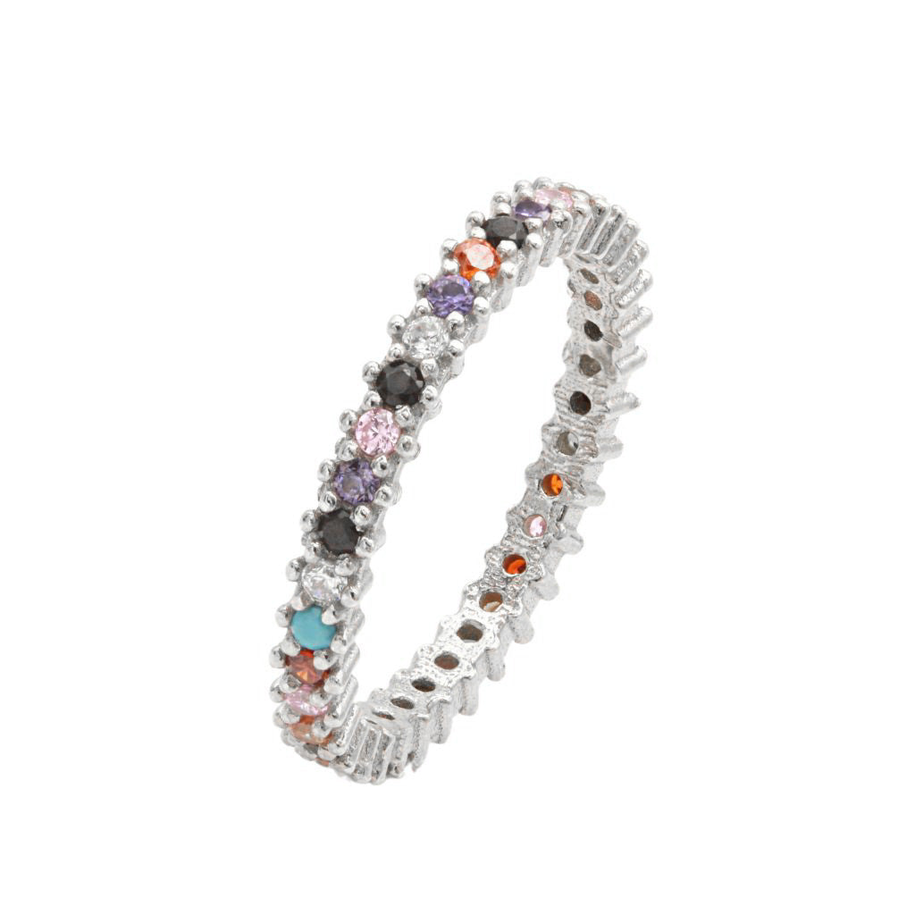 Inel Eternity Argint cu Pietre Multicolore 2mm