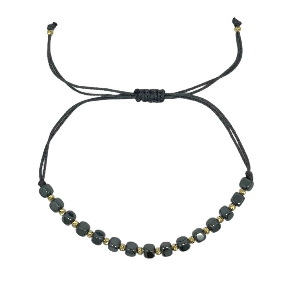 Bratara Aur 14k Snur Hematit Gri Cubic 4mm
