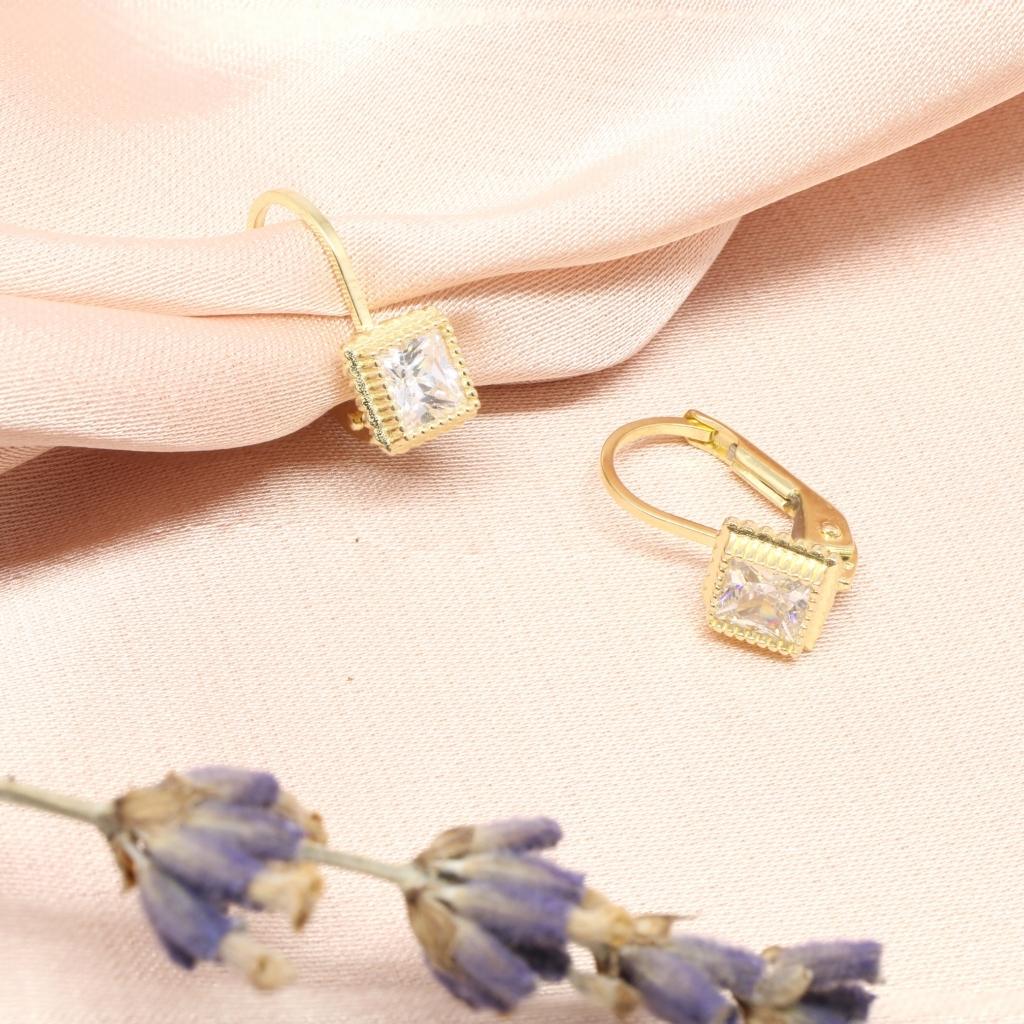 Cercei Copii Aur 14k cu Piatra Zirconia