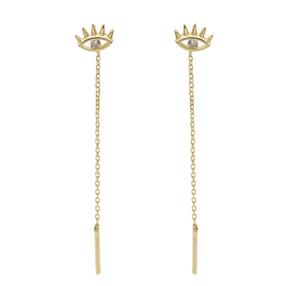 Cercei Fir Aur 14k Evil Eye cu Piatra Zirconia