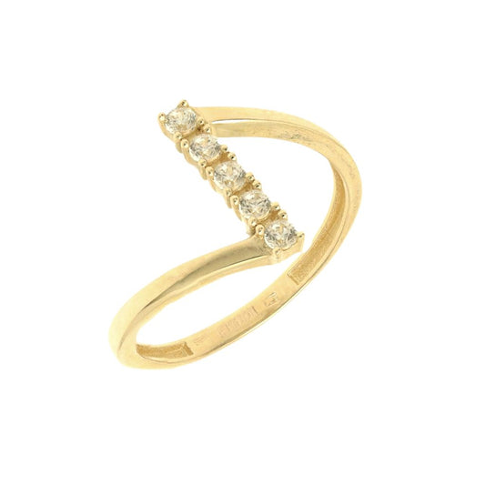 Inel Aur 14k Model Minimalist cu Pietre Zirconia