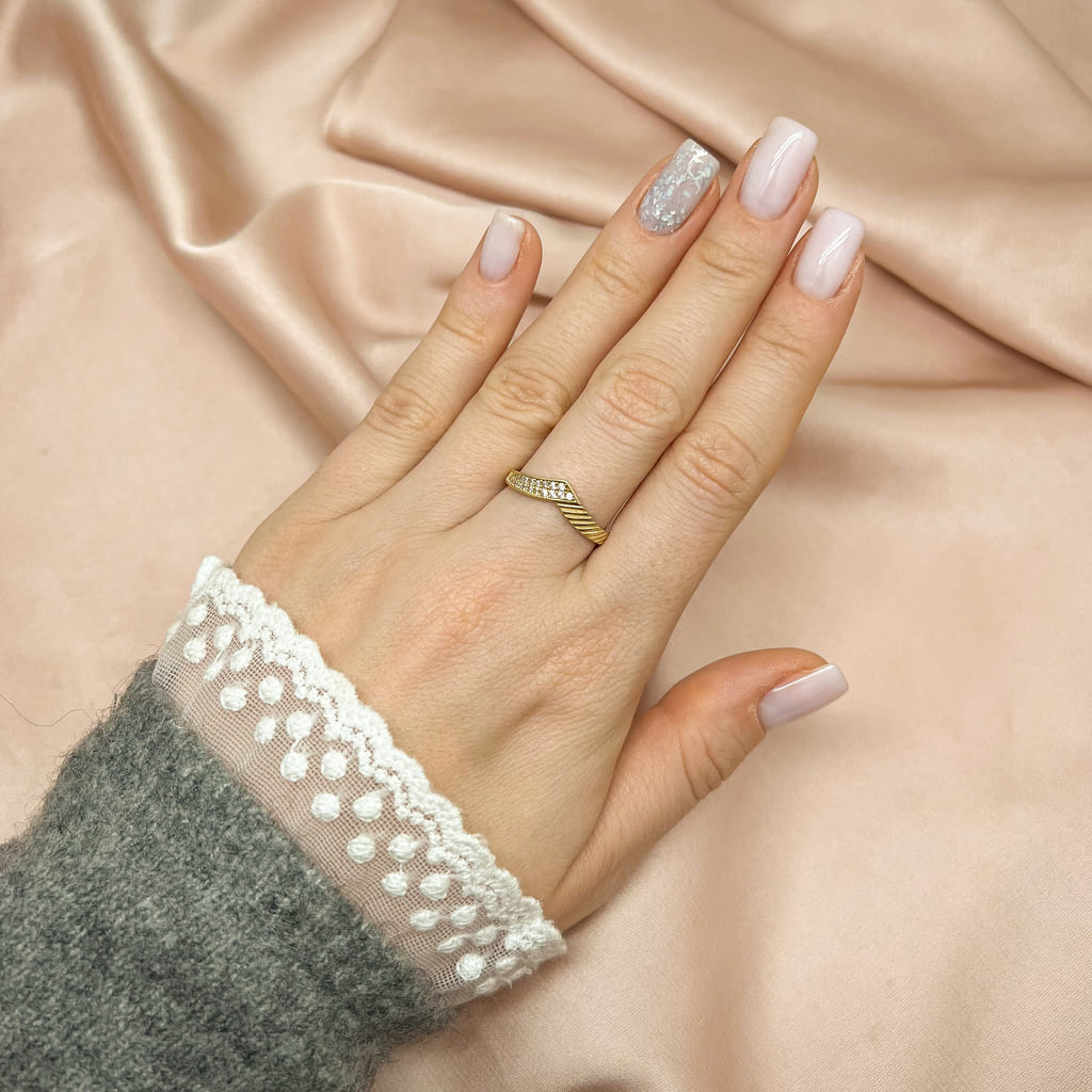 Inel Aur 14k Model Minimalist V-Shape