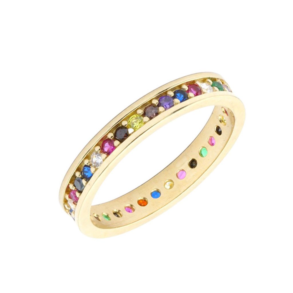 Inel Aur 14k cu Pietre Multicolore 3mm Eternity