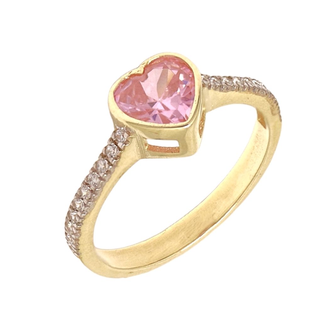 Inel Aur 9k Inima Roz Piatra Zirconia | SORELLY