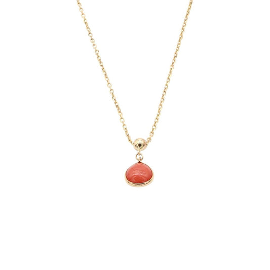 Lant Aur 14k cu Piatra Coral Rotunda