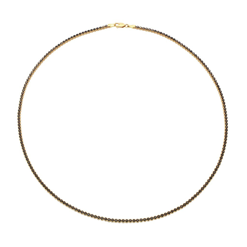 Lant Tennis Aur Galben 14k cu Pietre Negre