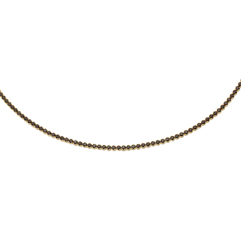 Lant Tennis Aur Galben 14k cu Pietre Negre