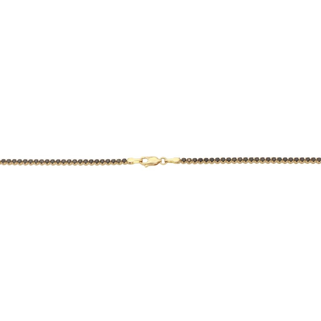 Lant Tennis Aur Galben 14k cu Pietre Negre