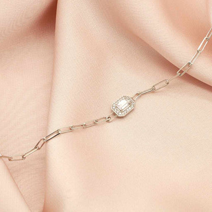 Bratara Argint Chain si Piatra Baguette