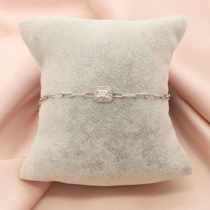 Bratara Argint Chain si Piatra Baguette