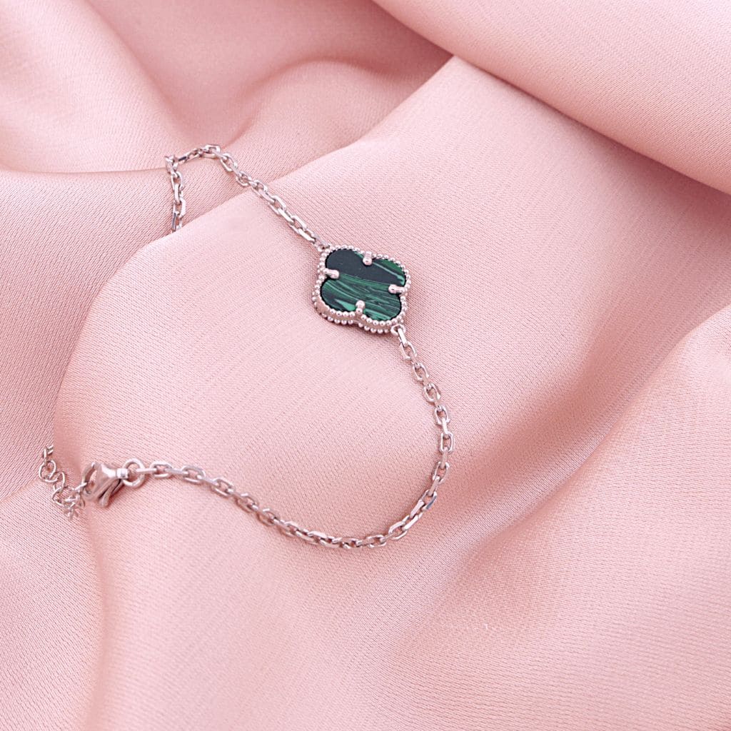 Bratara Argint Floare cu Malachit 1.3 cm