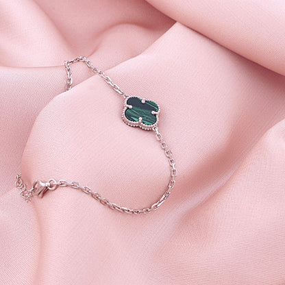 Bratara Argint Floare cu Malachit 1.3 cm