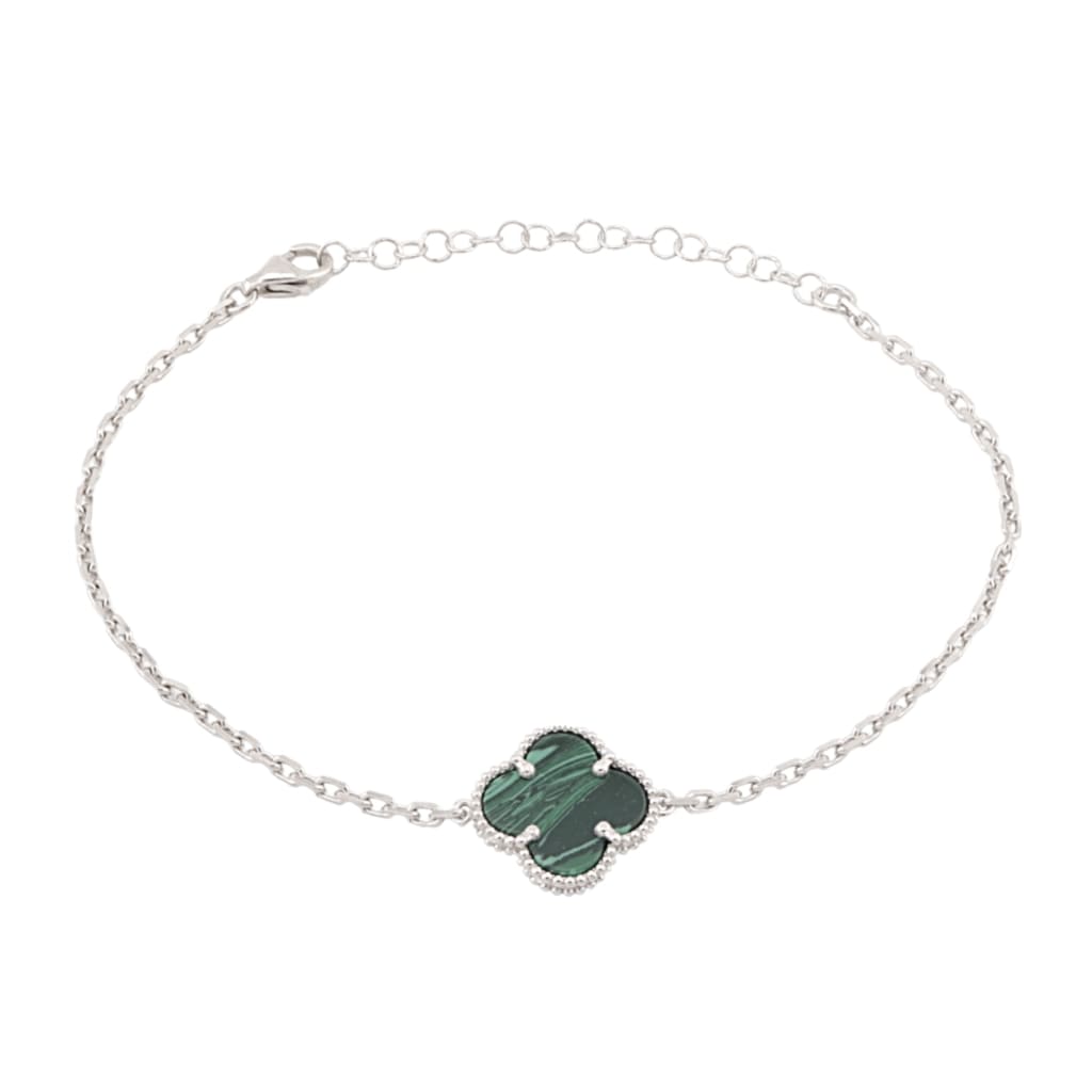 Bratara Argint Floare cu Malachit 1.3 cm