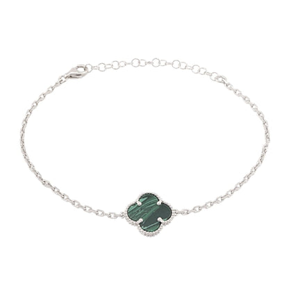 Bratara Argint Floare cu Malachit 1.3 cm