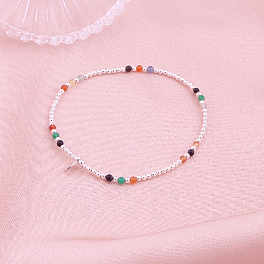 Bratara Elastica Argint cu Cristale Multicolore