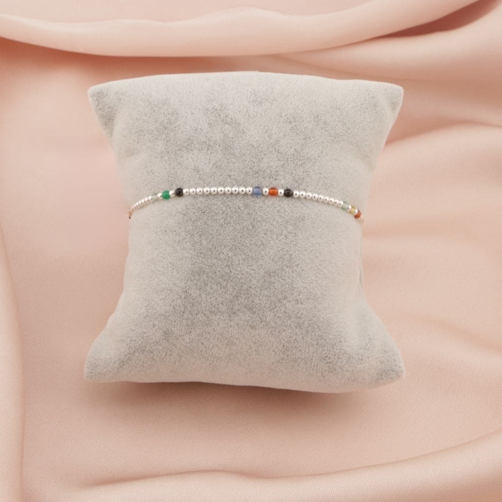 Bratara Elastica Argint cu Cristale Multicolore