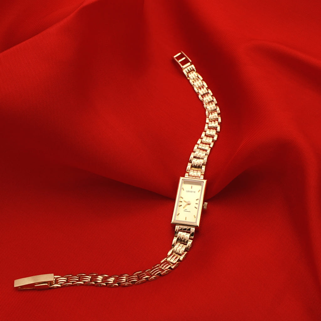 Ceas Aur 14k Geneve Dama Cadran Dreptunghiular 10mm