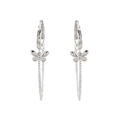 Cercei Argint Butterfly Chain Hoops